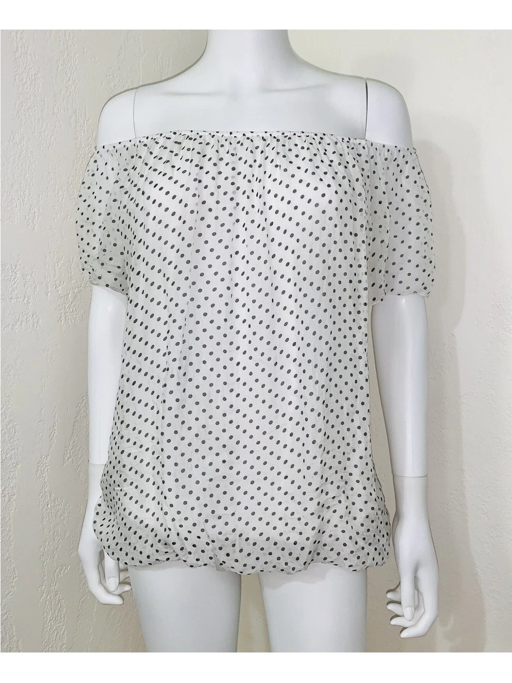 Luisa Ricci White Silk Polka Dot Short Sleeve Blouse S - Picture 3 of 11